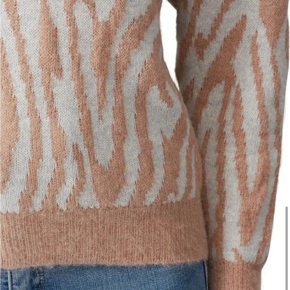 Rebecca Taylor NYC Merino Wool Tiger Stripe Sweater Camel Zebra Print - Picture 4 of 6